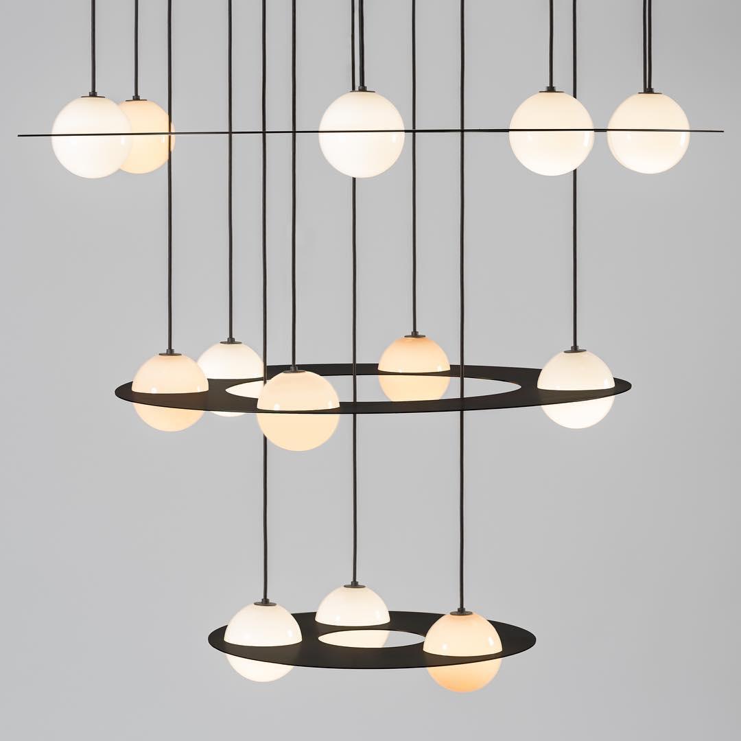 Black and White Glass Pendant Light, Adjustable Height, E26/E27 Base
