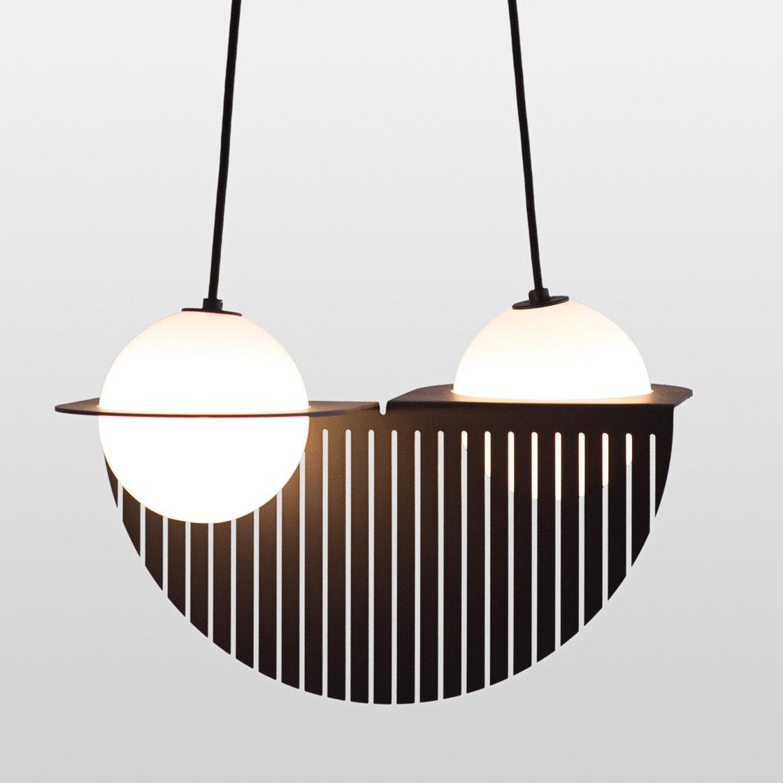 Black and White Glass Pendant Light, Adjustable Height, E26/E27 Base
