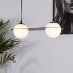 Black and White Glass Pendant Light, Adjustable Height, E26/E27 Base