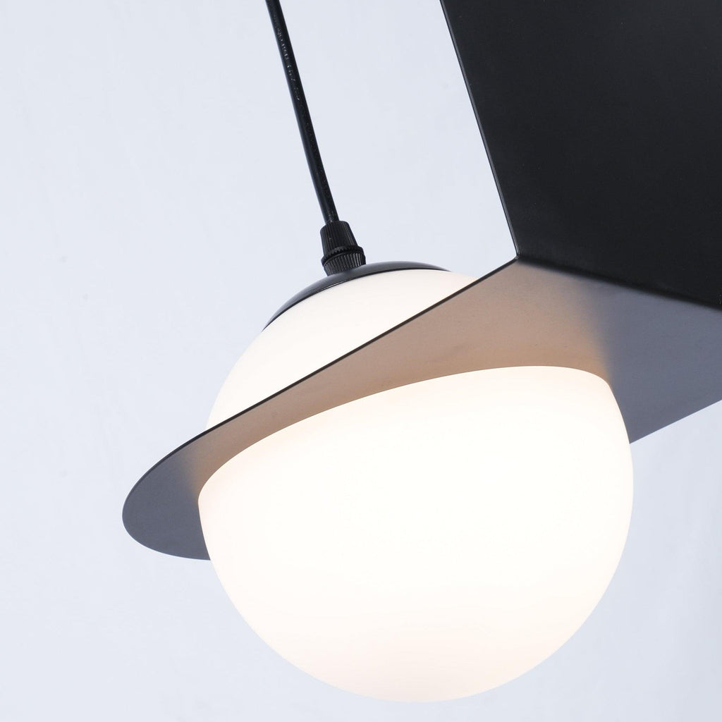 Black and White Glass Pendant Light, Adjustable Height, E26/E27 Base