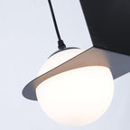 Black and White Glass Pendant Light, Adjustable Height, E26/E27 Base