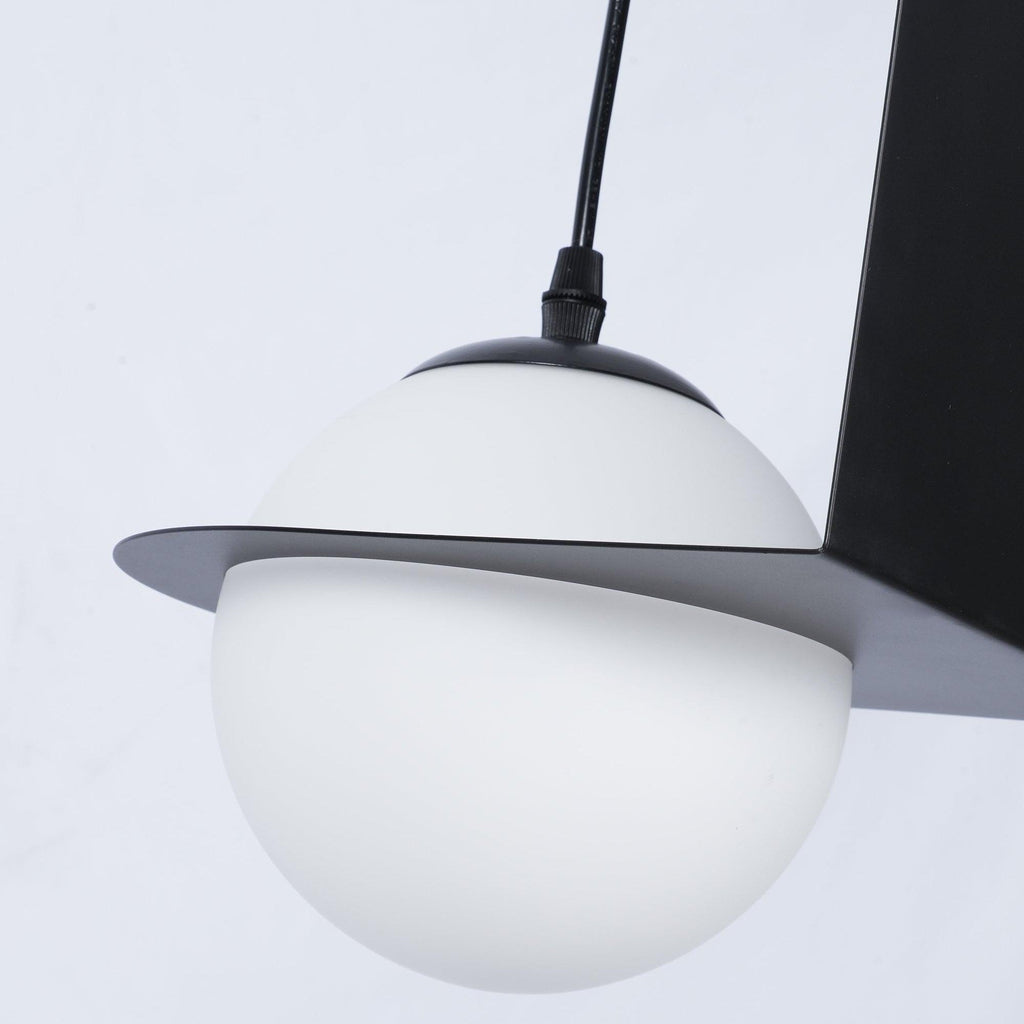 Black and White Glass Pendant Light, Adjustable Height, E26/E27 Base