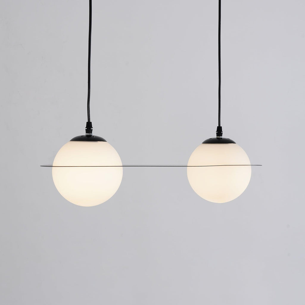 Black and White Glass Pendant Light, Adjustable Height, E26/E27 Base