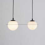 Black and White Glass Pendant Light, Adjustable Height, E26/E27 Base