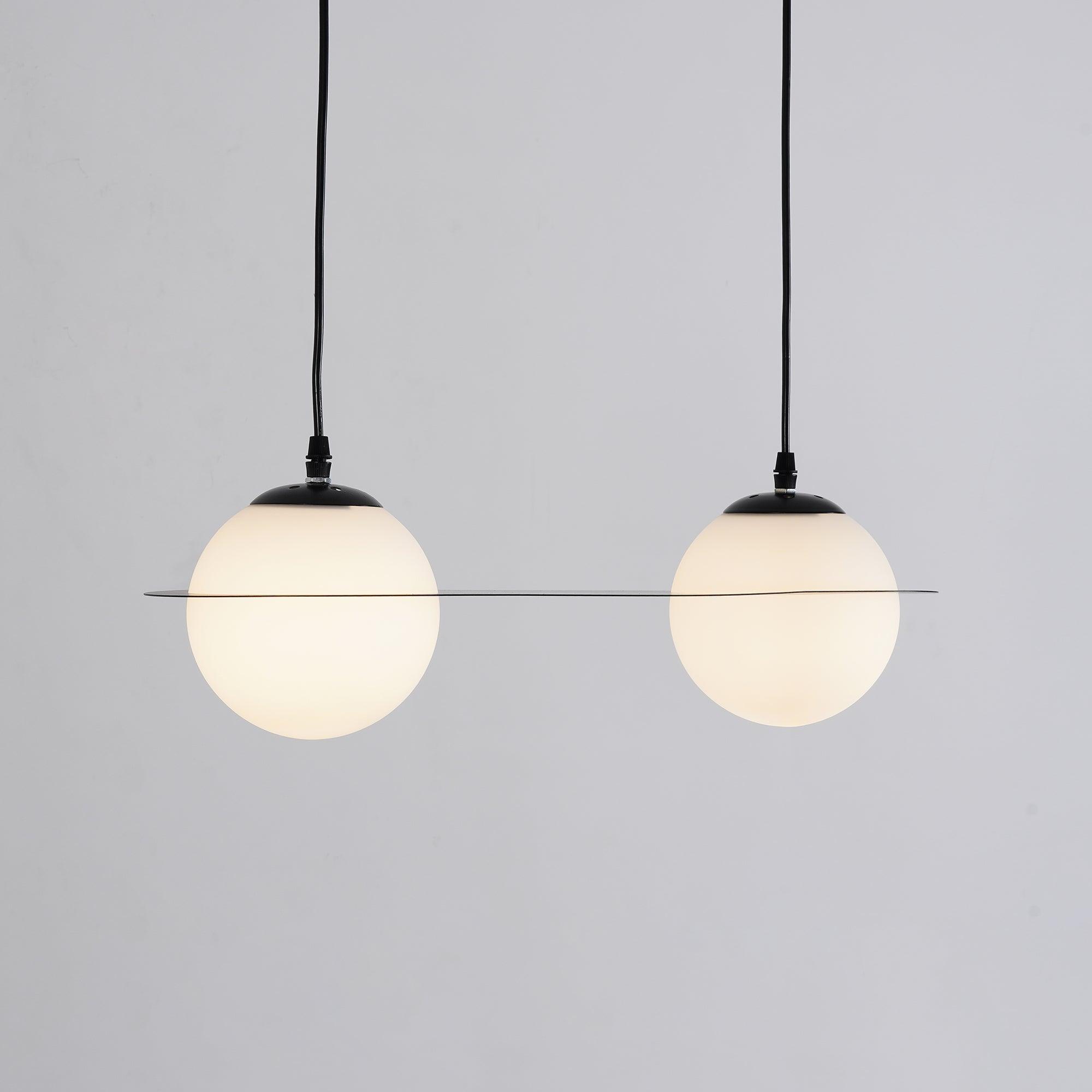Black and White Glass Pendant Light, Adjustable Height, E26/E27 Base