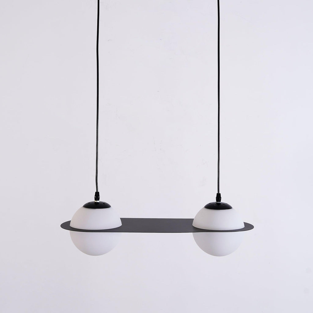 Black and White Glass Pendant Light, Adjustable Height, E26/E27 Base