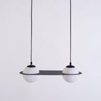 Black and White Glass Pendant Light, Adjustable Height, E26/E27 Base