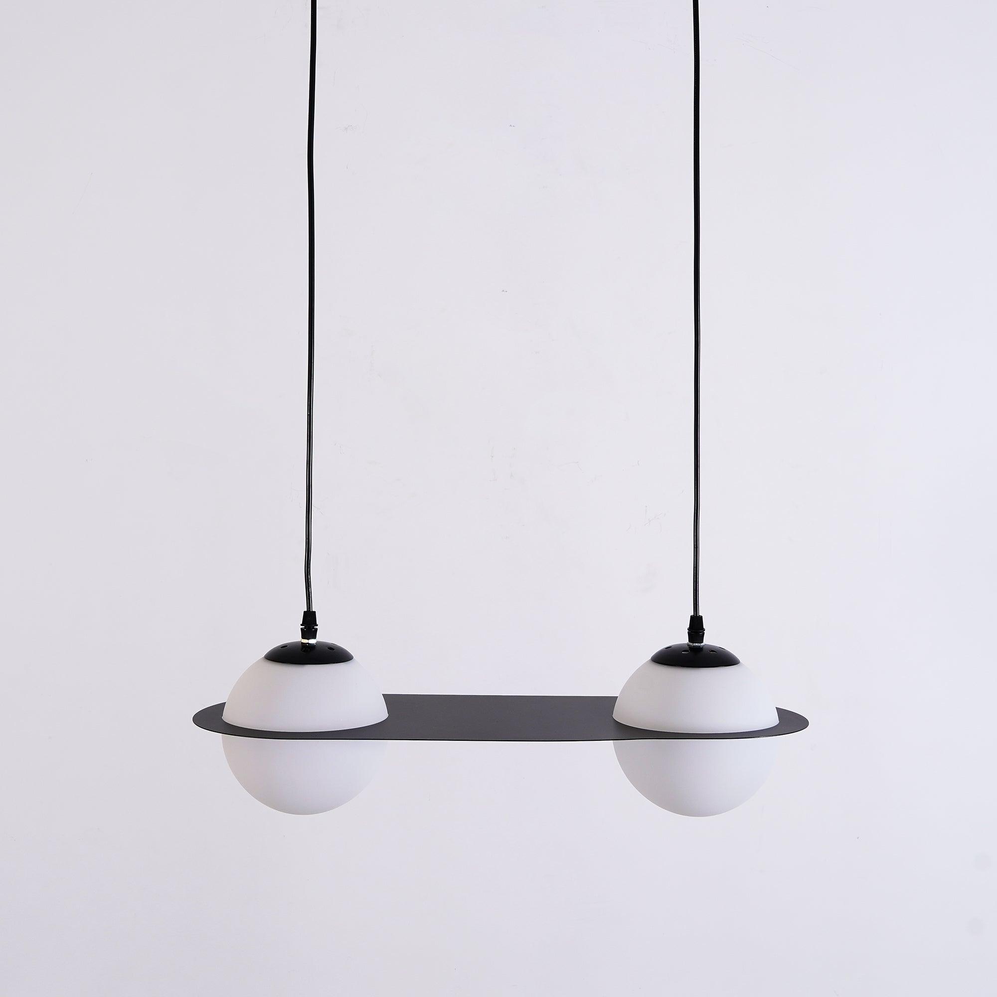 Black and White Glass Pendant Light, Adjustable Height, E26/E27 Base