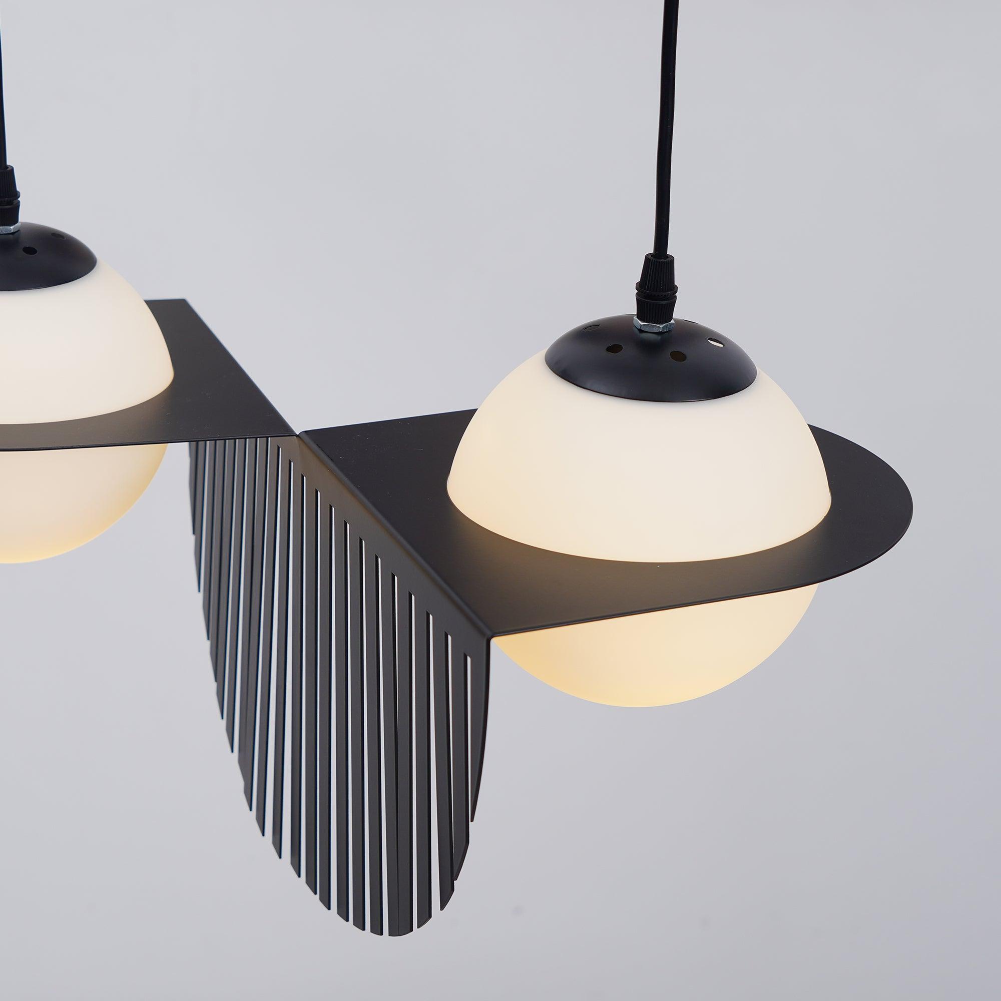 Black and White Glass Pendant Light, Adjustable Height, E26/E27 Base