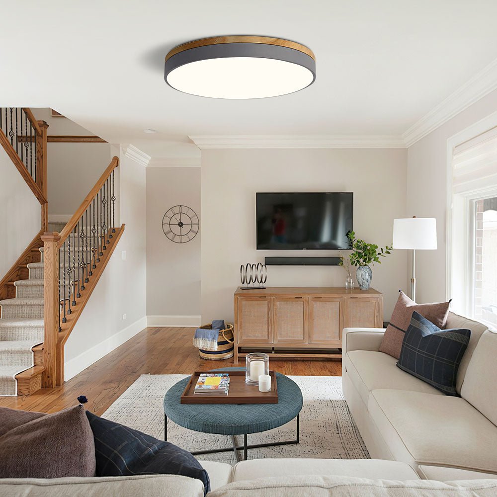 Round LED Ceiling Light, 12-Inch Layered Frame With Circular Diffuser