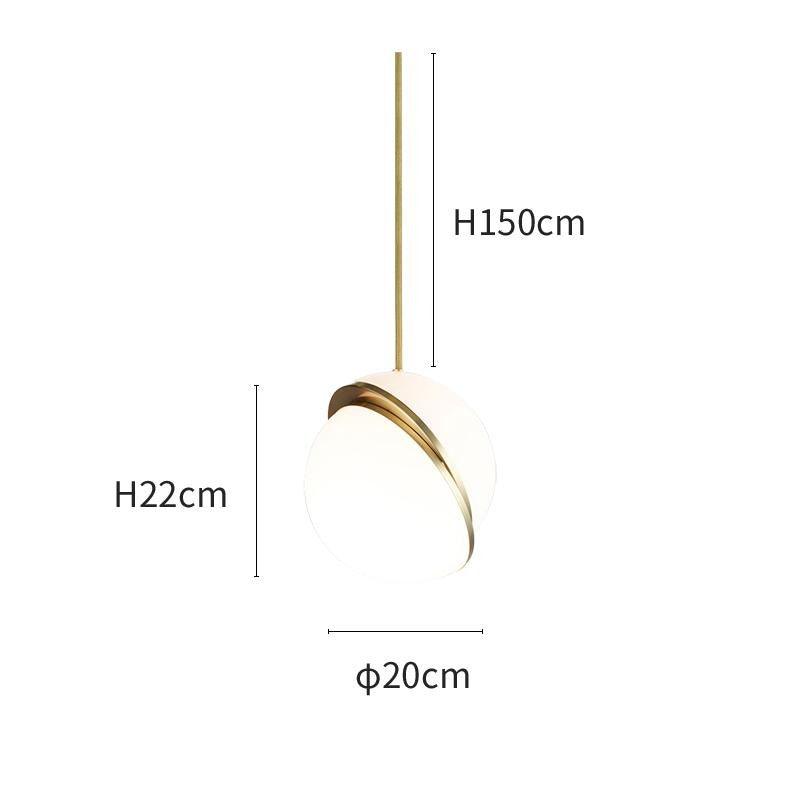 Dimension drawing of this Clérachic pendant light in the 20 cm size, with height and width marked.