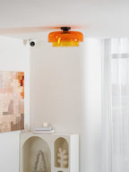 Indbygningsloftlampe, lagdelt tonet glas, integreret LED