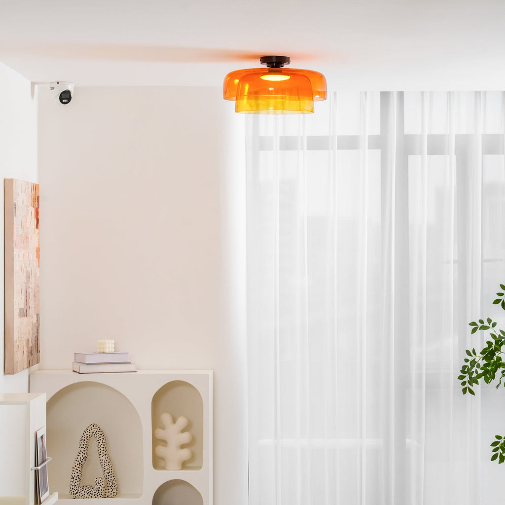 Indbygningsloftlampe, lagdelt tonet glas, integreret LED