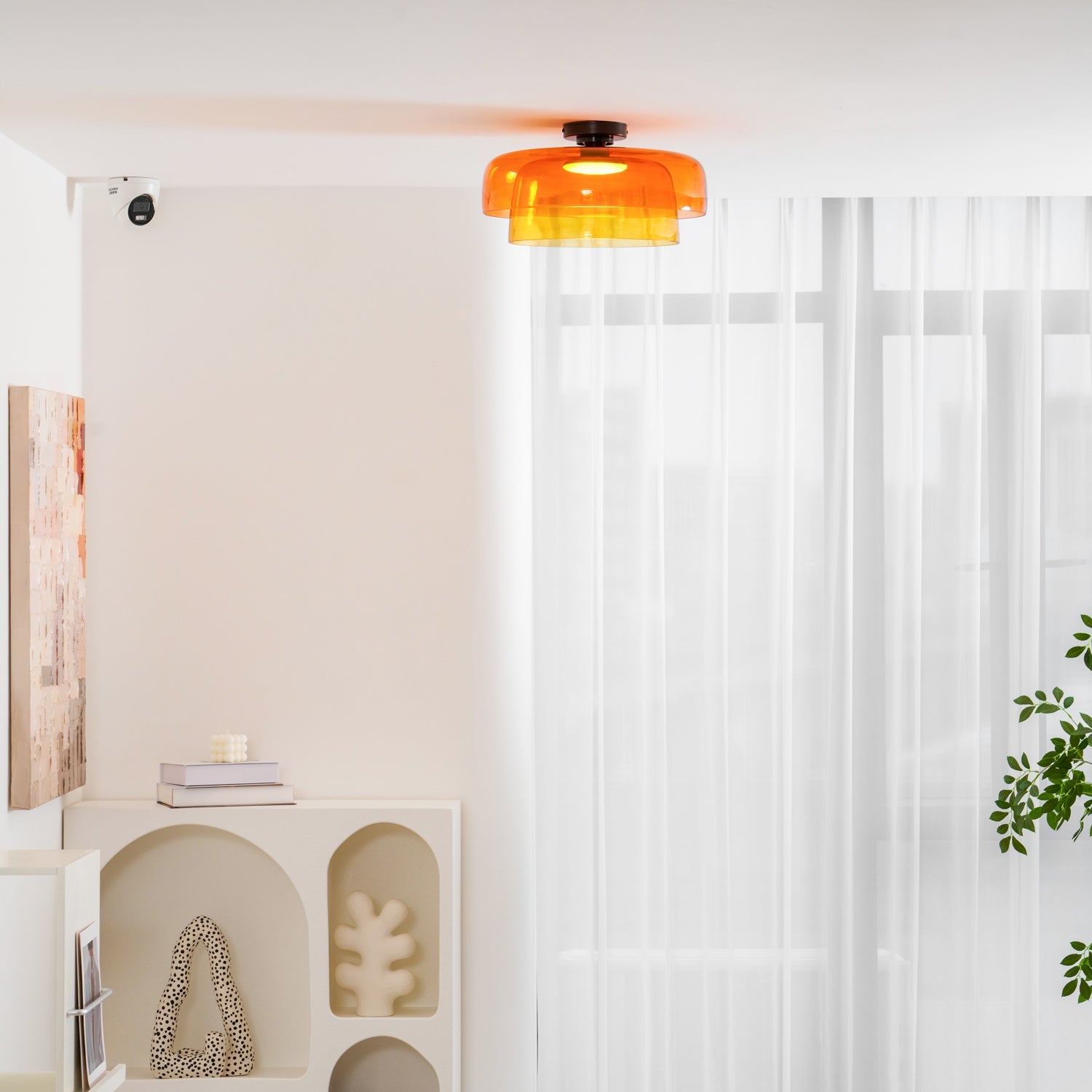 Indbygningsloftlampe, lagdelt tonet glas, integreret LED