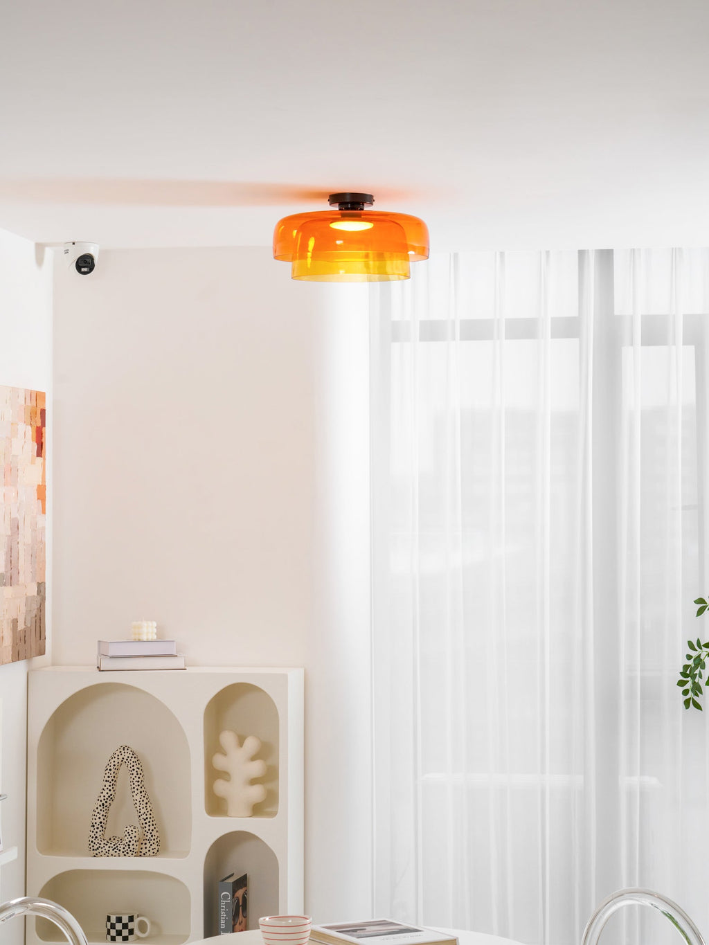 Indbygningsloftlampe, lagdelt tonet glas, integreret LED
