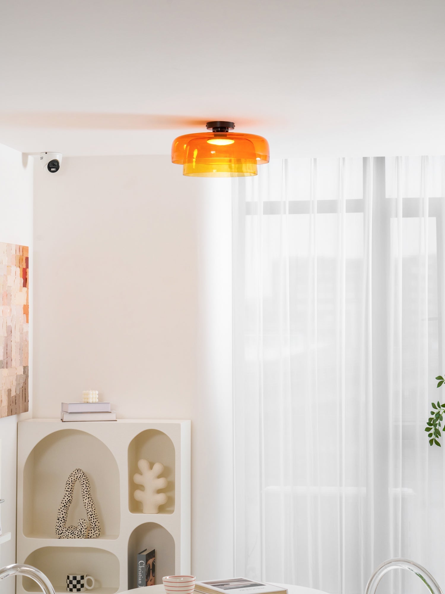 Indbygningsloftlampe, lagdelt tonet glas, integreret LED