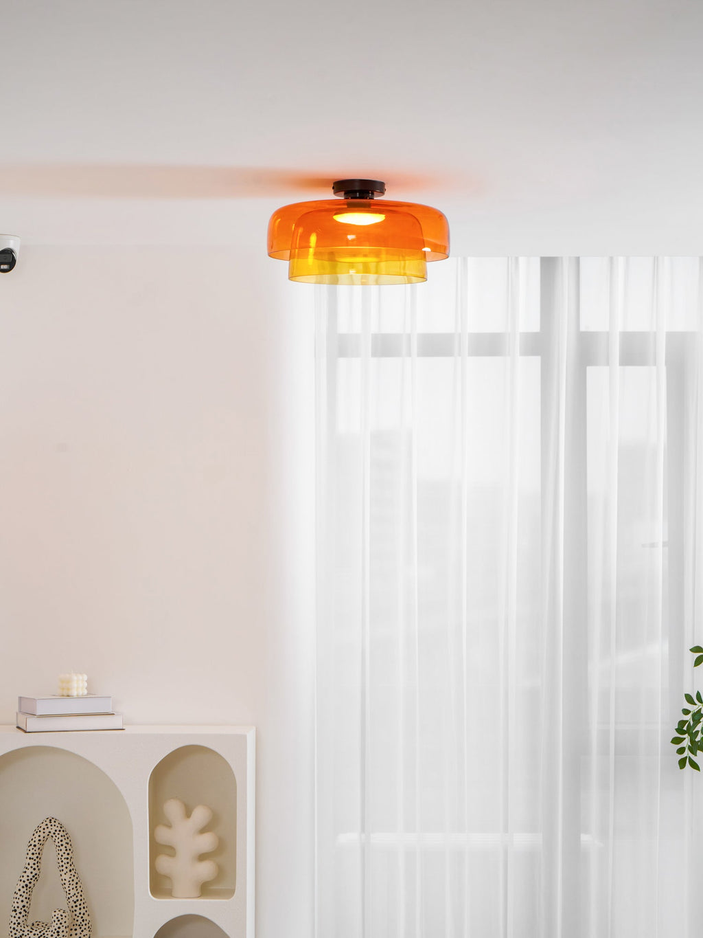 Indbygningsloftlampe, lagdelt tonet glas, integreret LED