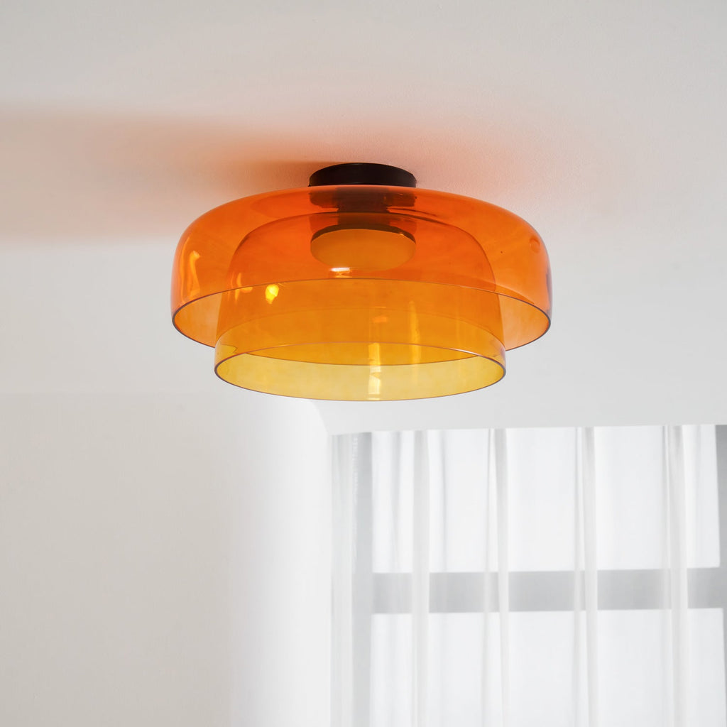 Indbygningsloftlampe, lagdelt tonet glas, integreret LED