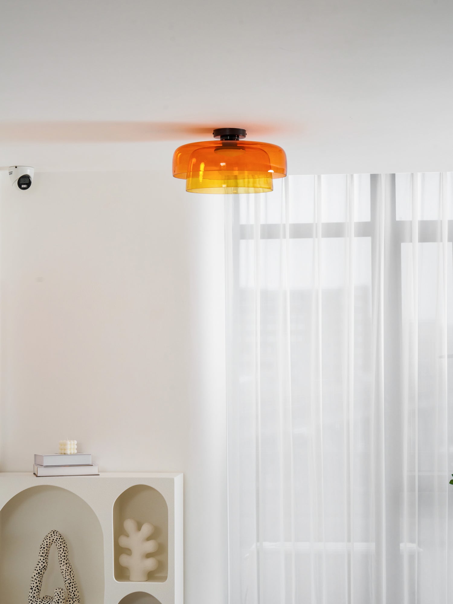 Indbygningsloftlampe, lagdelt tonet glas, integreret LED