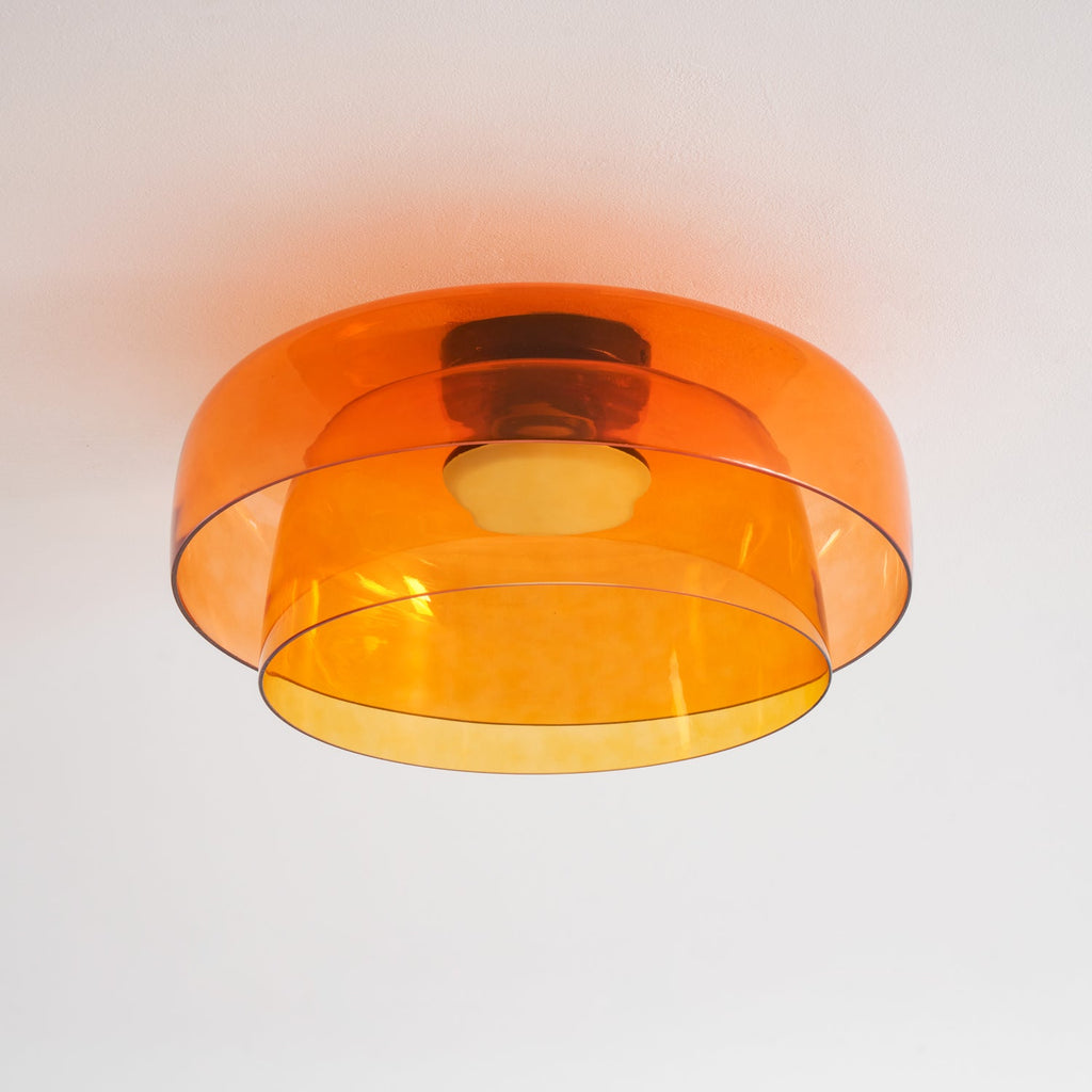 Indbygningsloftlampe, lagdelt tonet glas, integreret LED