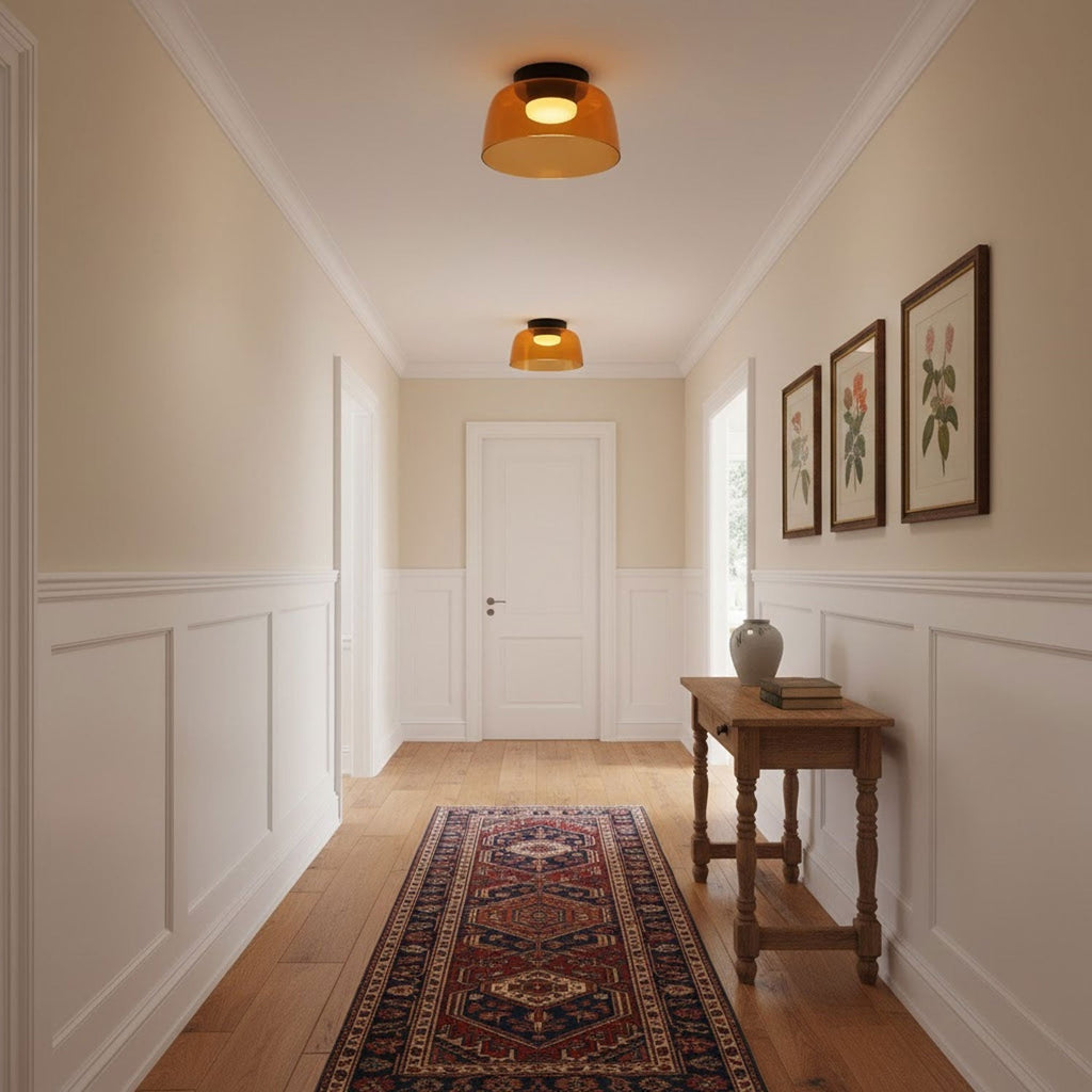 Indbygningsloftlampe, lagdelt tonet glas, integreret LED