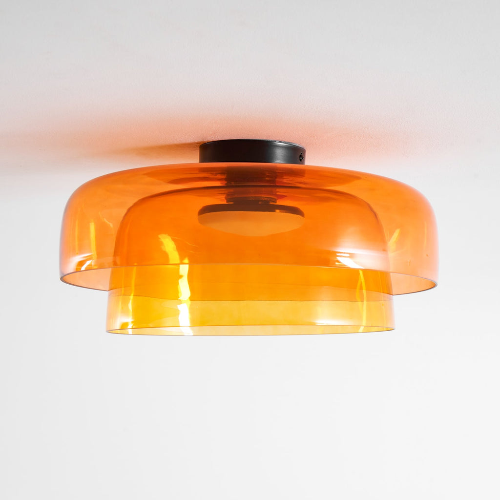 Indbygningsloftlampe, lagdelt tonet glas, integreret LED