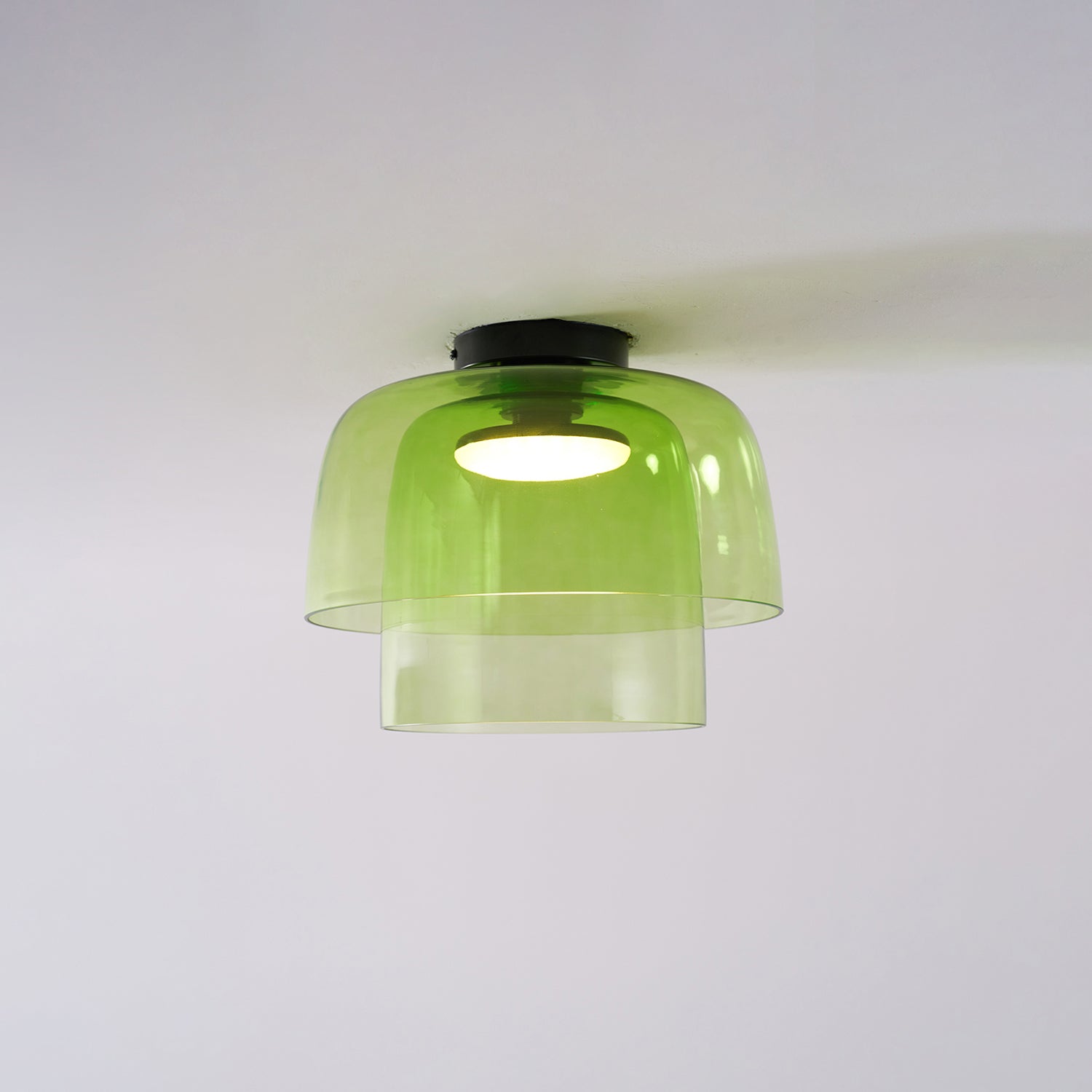 Indbygningsloftlampe, lagdelt tonet glas, integreret LED