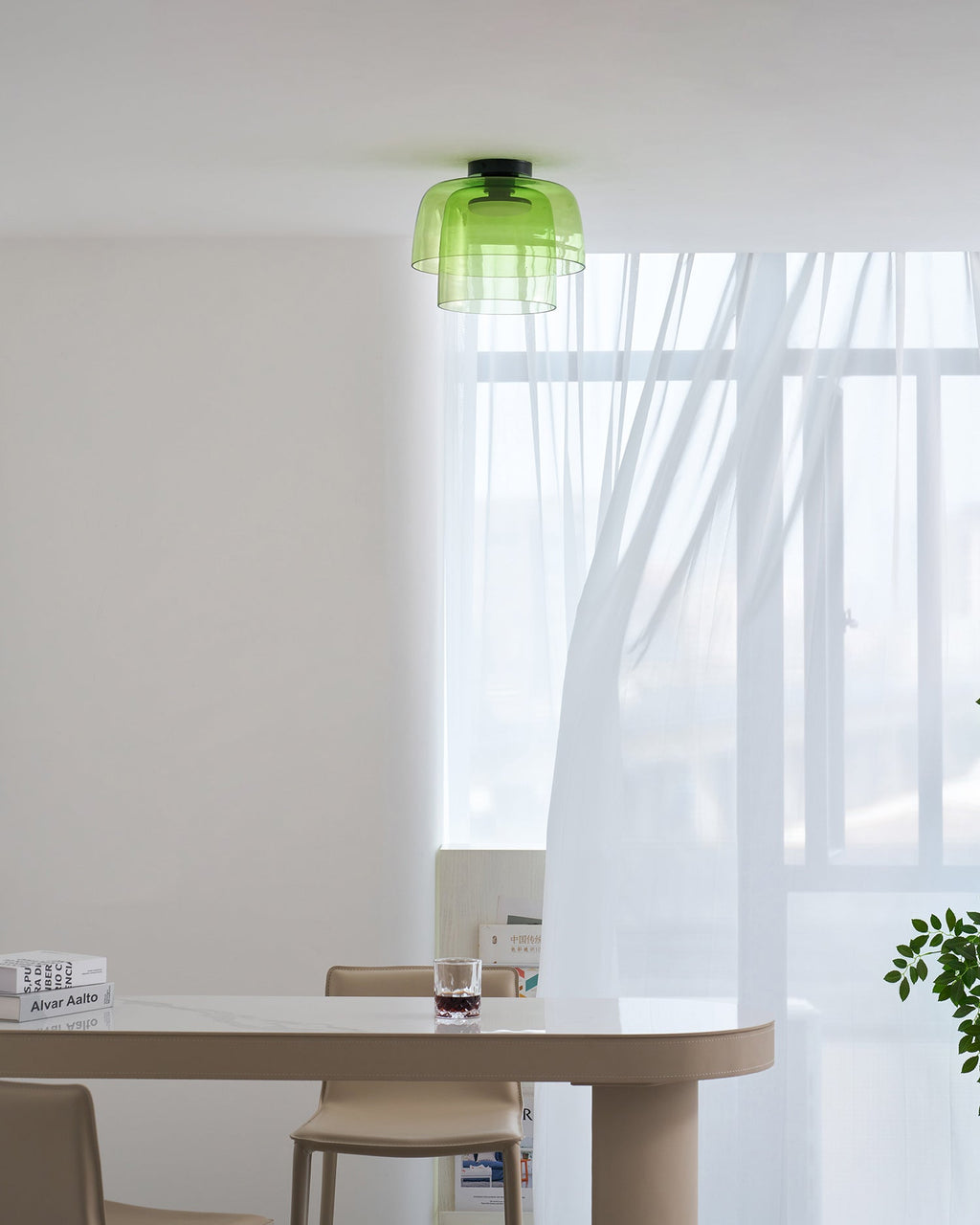 Indbygningsloftlampe, lagdelt tonet glas, integreret LED