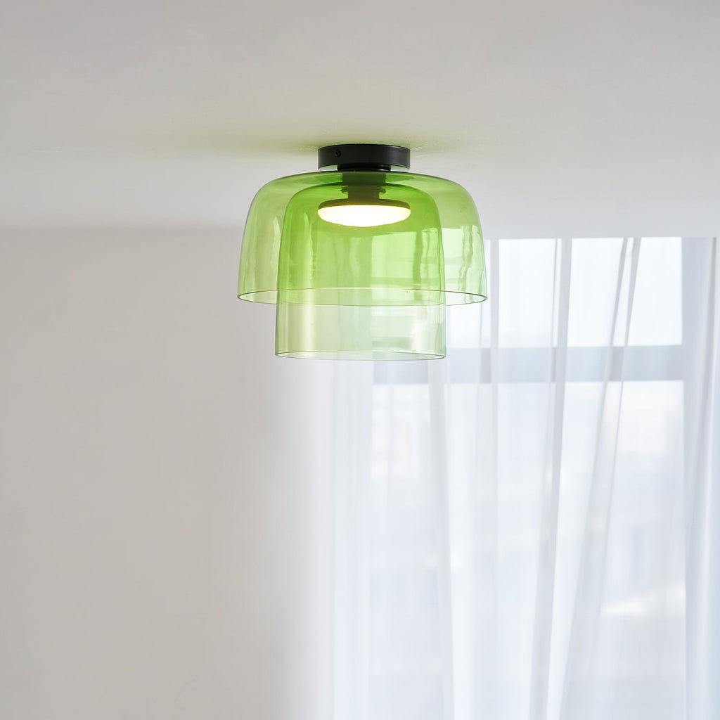 Indbygningsloftlampe, lagdelt tonet glas, integreret LED