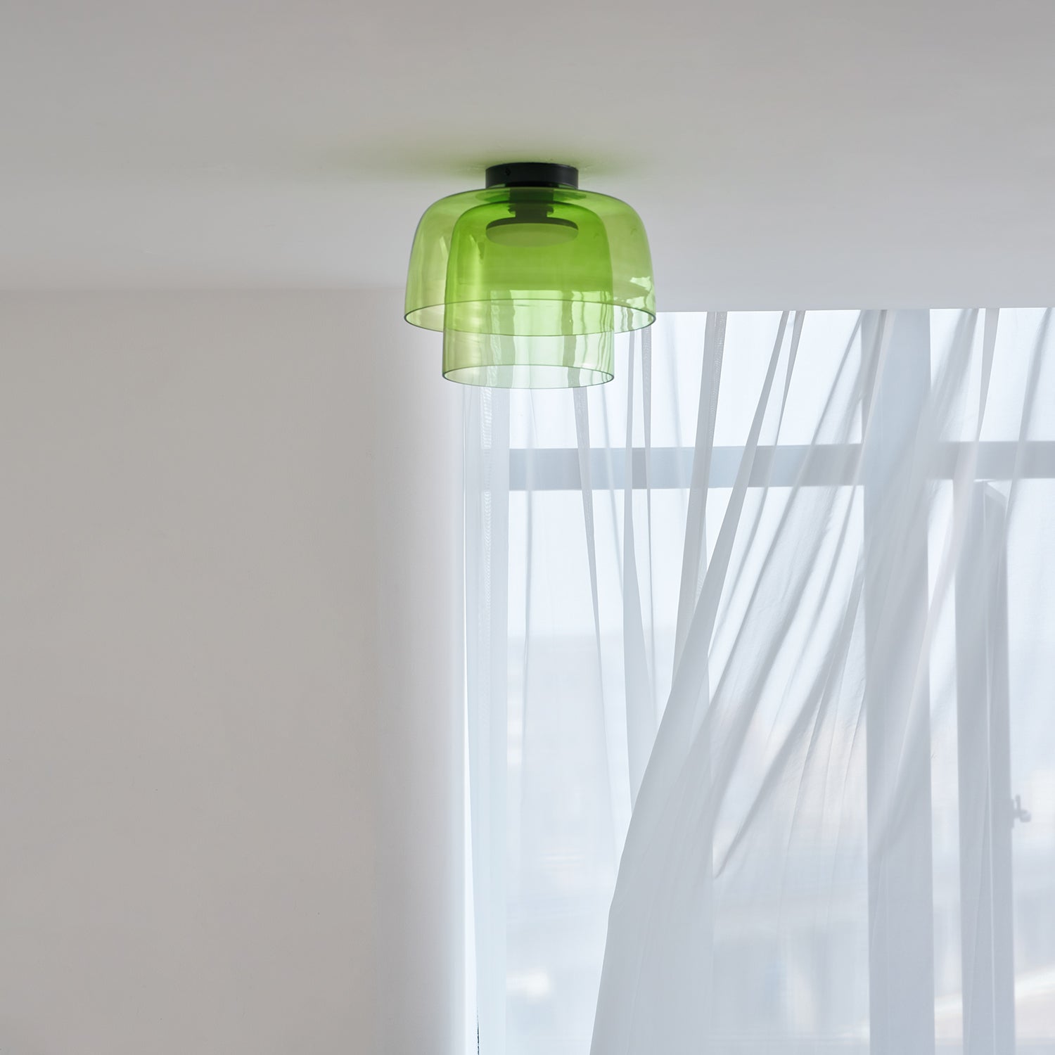 Indbygningsloftlampe, lagdelt tonet glas, integreret LED