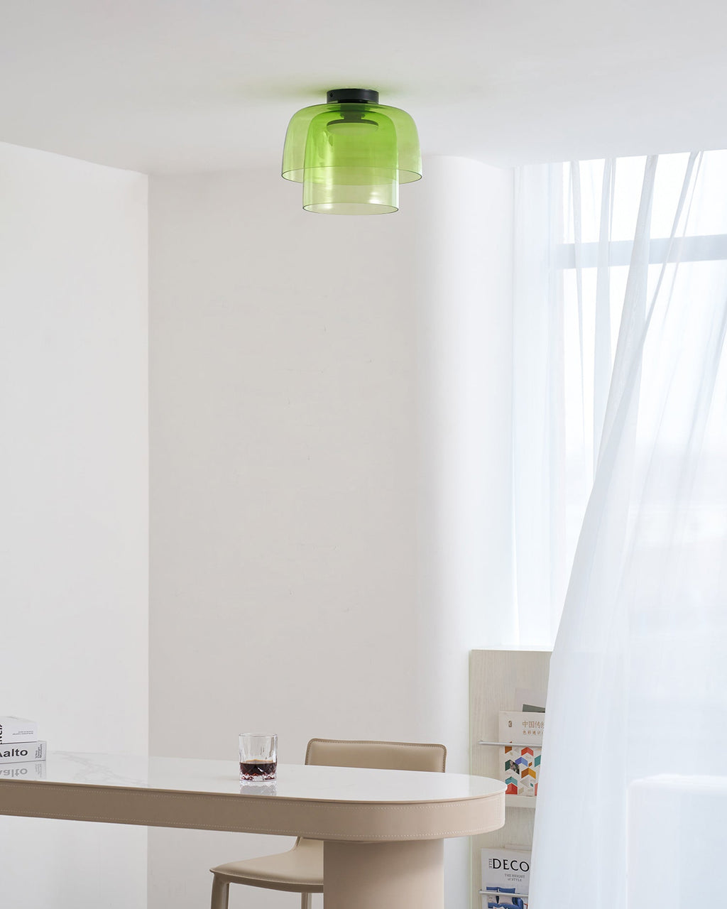 Indbygningsloftlampe, lagdelt tonet glas, integreret LED