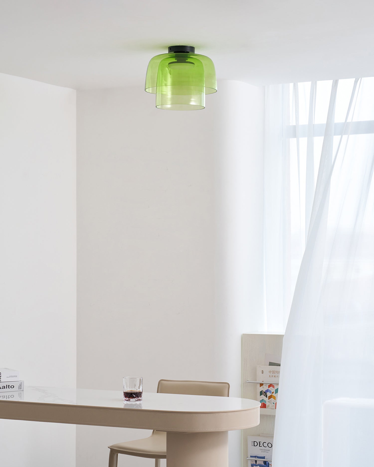 Indbygningsloftlampe, lagdelt tonet glas, integreret LED