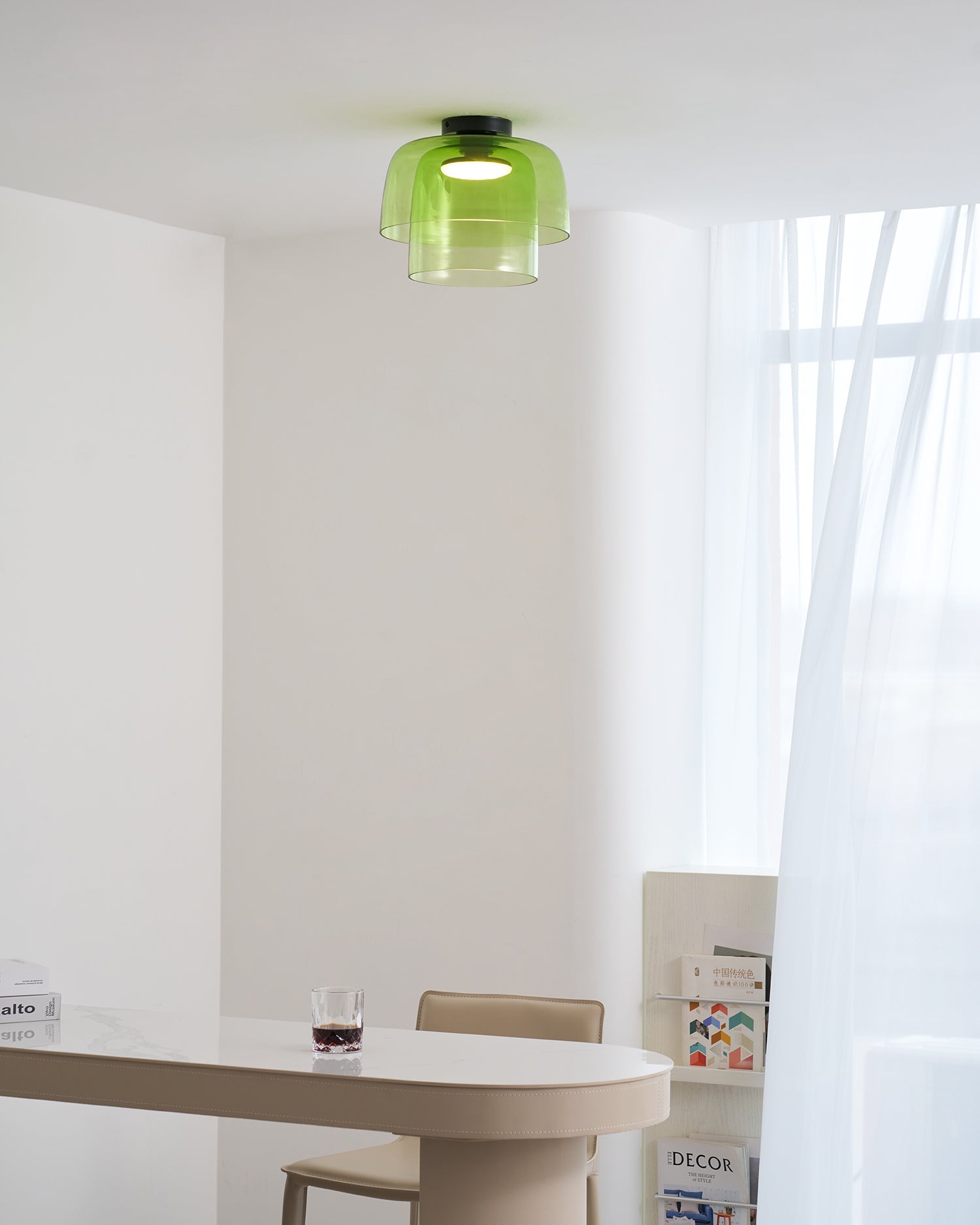 Indbygningsloftlampe, lagdelt tonet glas, integreret LED