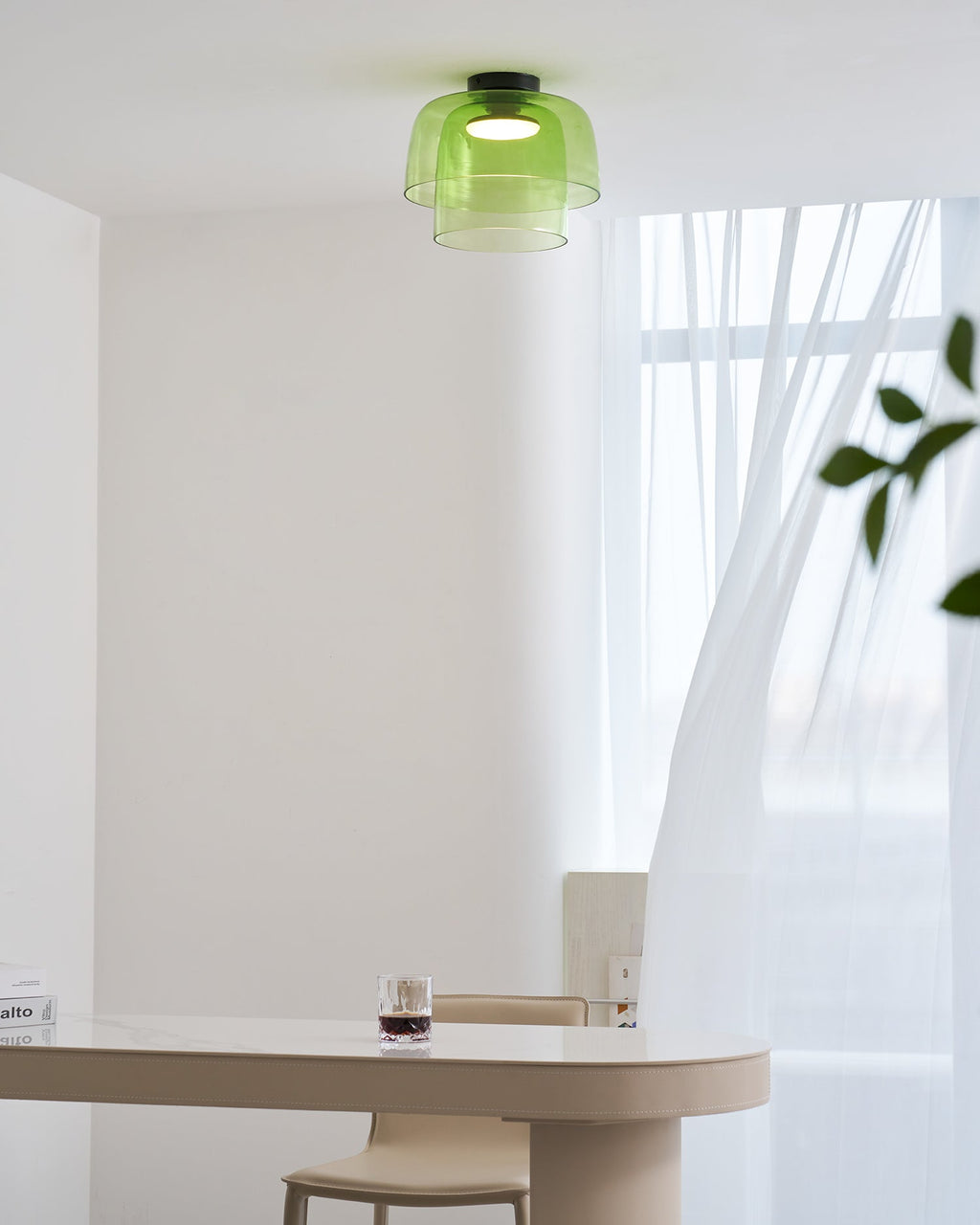 Indbygningsloftlampe, lagdelt tonet glas, integreret LED
