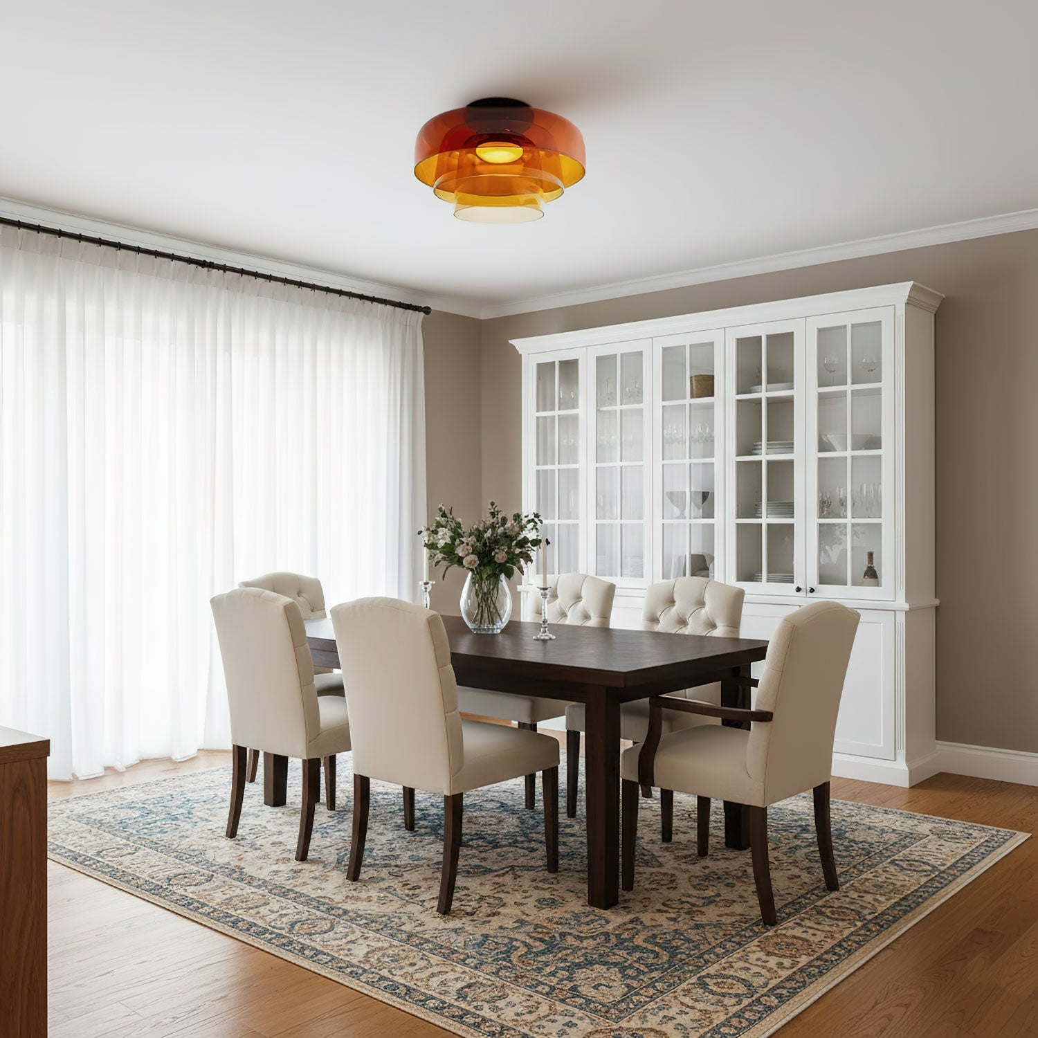 Indbygningsloftlampe, lagdelt tonet glas, integreret LED