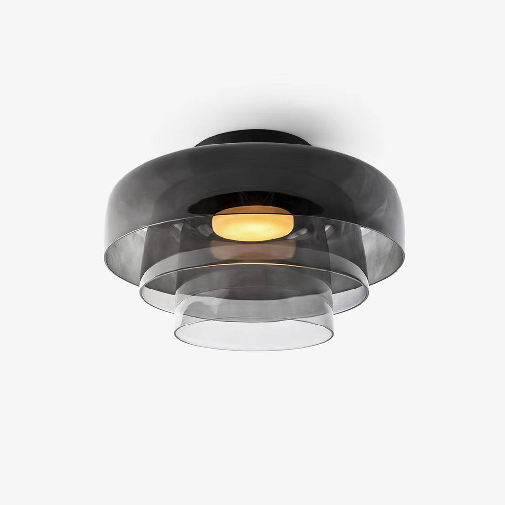 Indbygningsloftlampe, lagdelt tonet glas, integreret LED