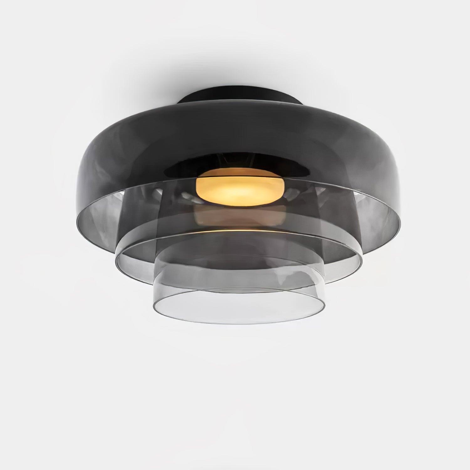Stacked glass ceiling light with warm white integrated LED