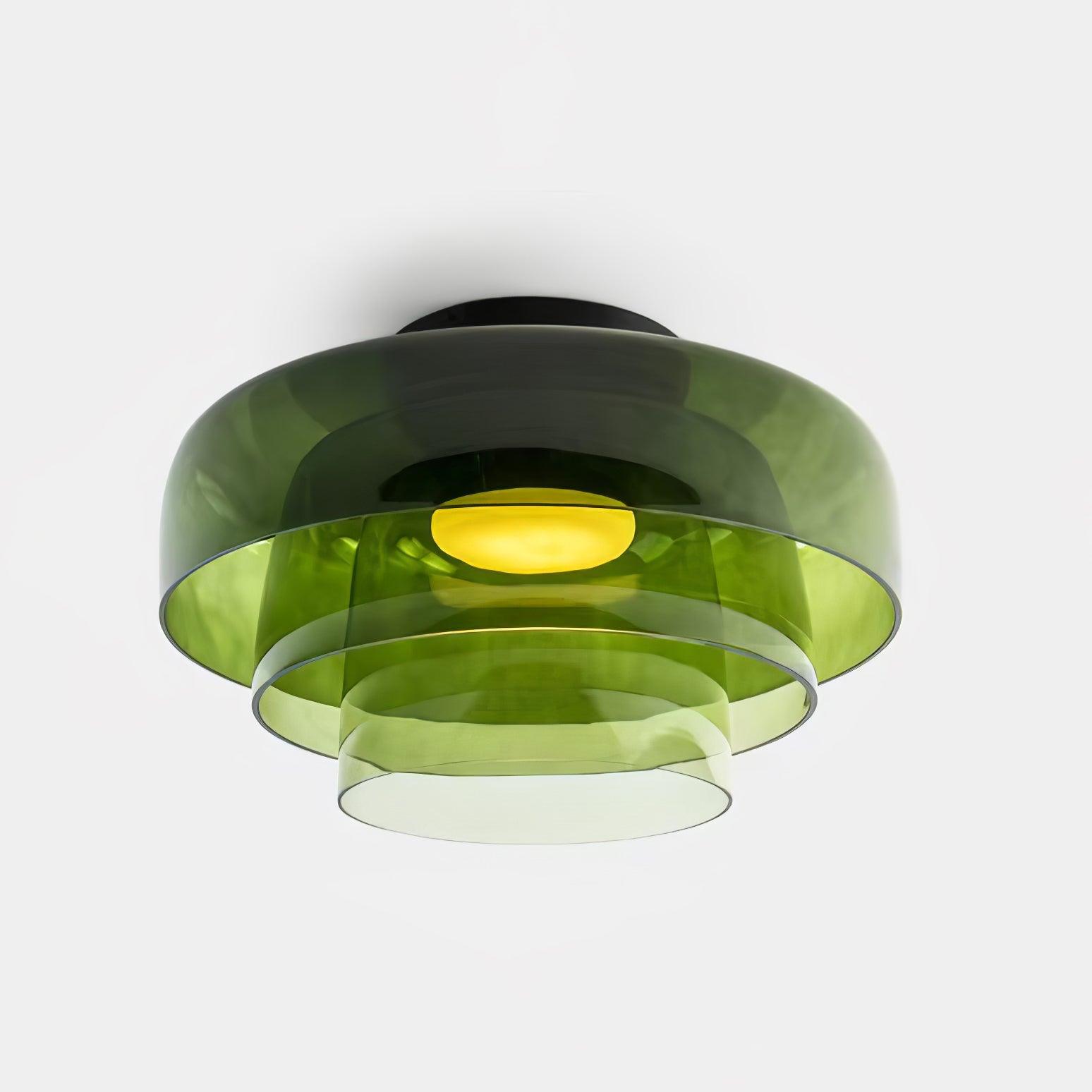 Indbygningsloftlampe, lagdelt tonet glas, integreret LED