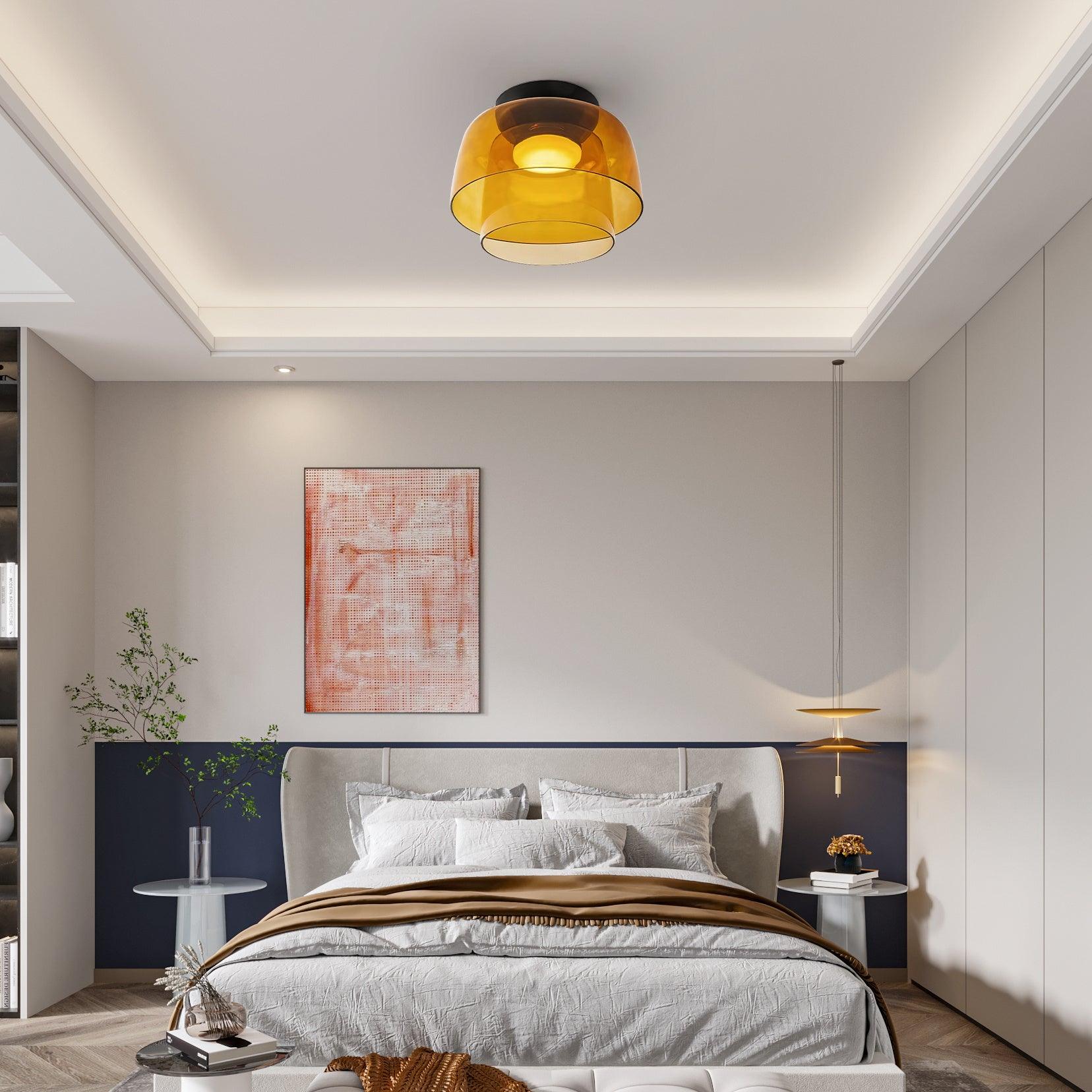 Indbygningsloftlampe, lagdelt tonet glas, integreret LED