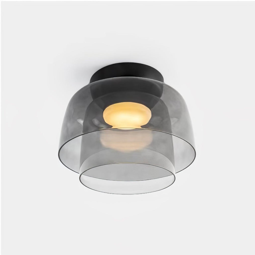 Green-toned glass ceiling light mounted semi-flush overhead