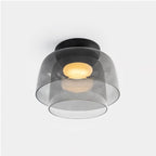 Green-toned glass ceiling light mounted semi-flush overhead