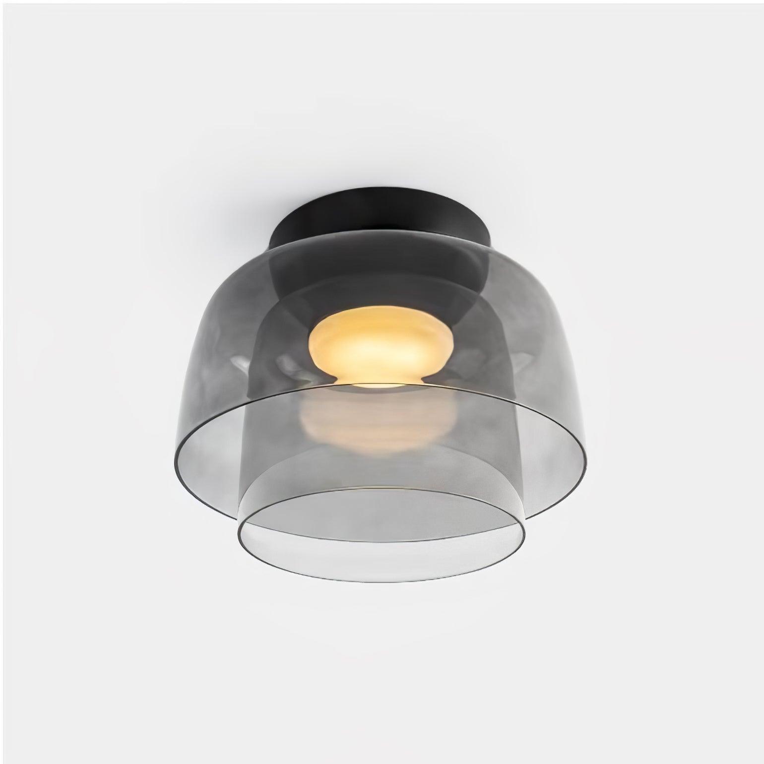 Green-toned glass ceiling light mounted semi-flush overhead
