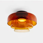 Glass ceiling light with black body mounted semi-flush overhead