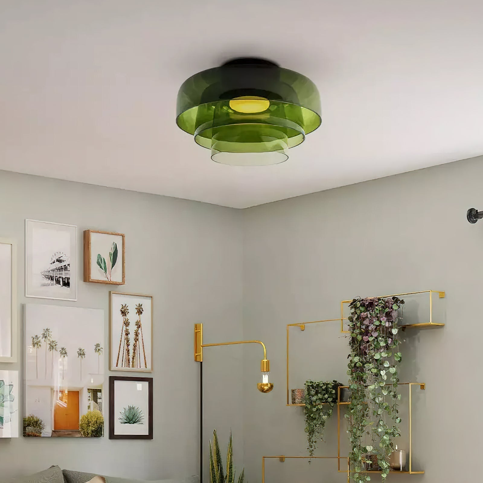 Indbygningsloftlampe, lagdelt tonet glas, integreret LED