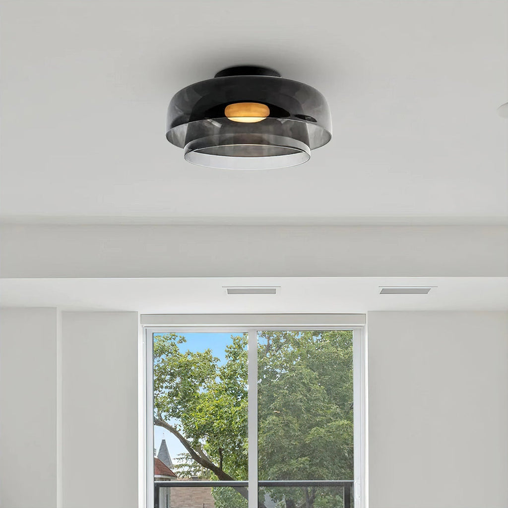 Indbygningsloftlampe, lagdelt tonet glas, integreret LED