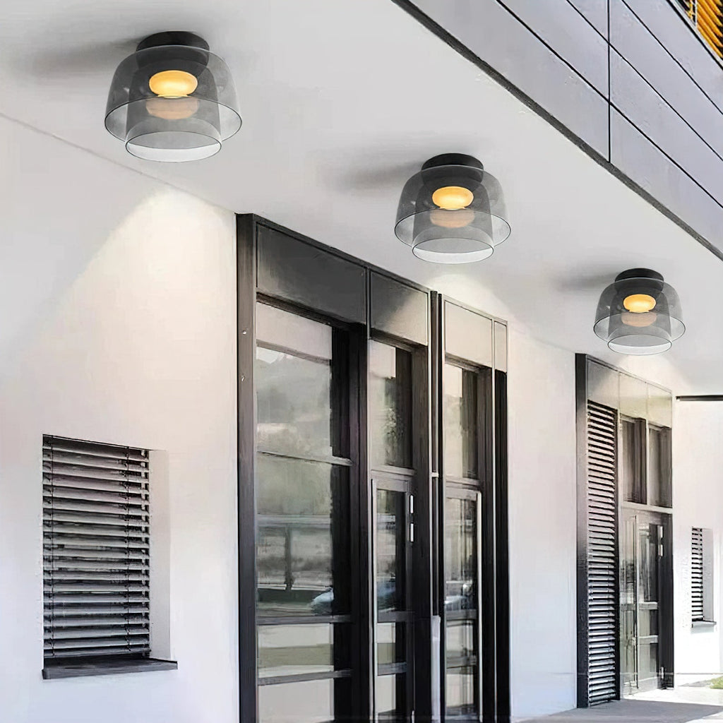 Indbygningsloftlampe, lagdelt tonet glas, integreret LED