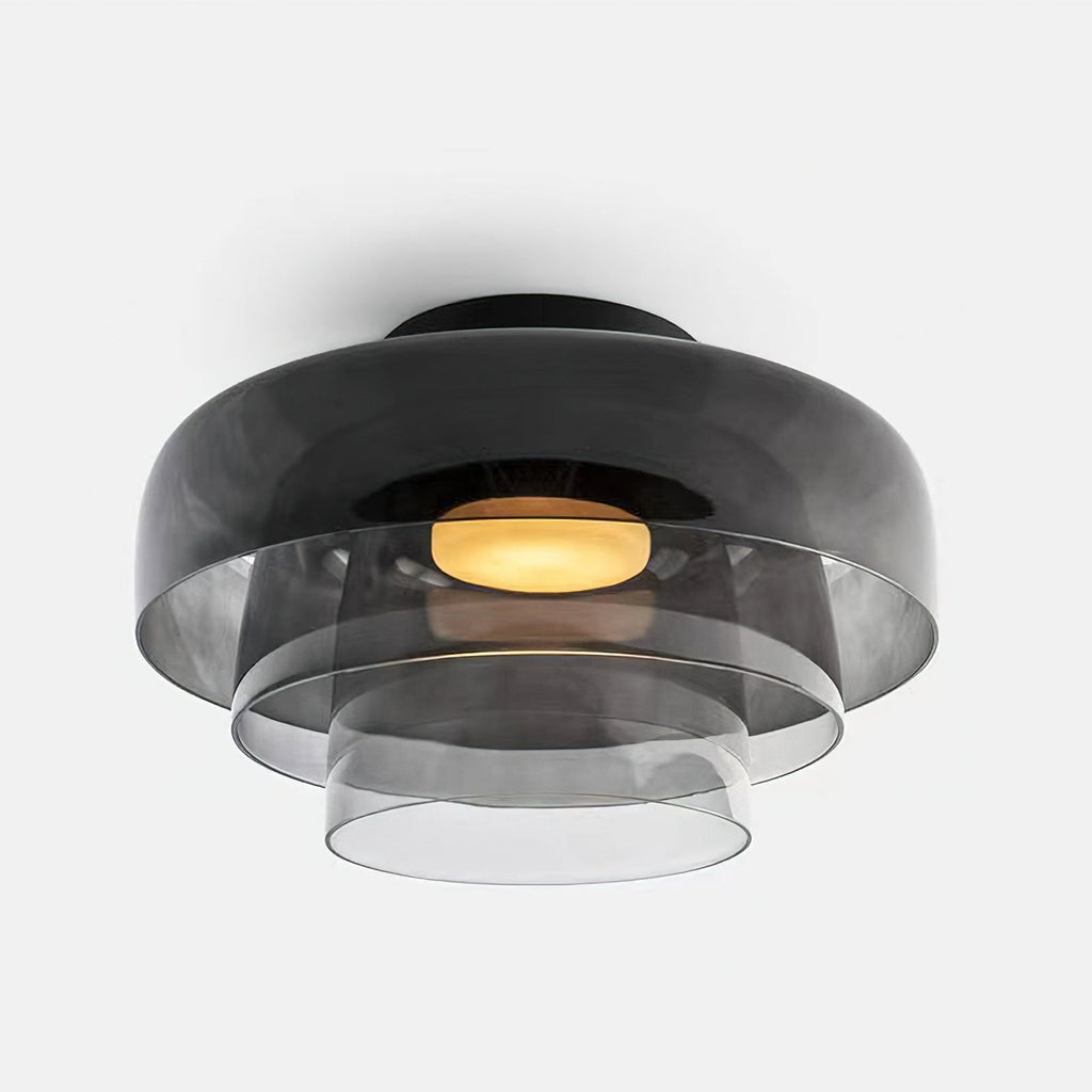 Indbygningsloftlampe, lagdelt tonet glas, integreret LED