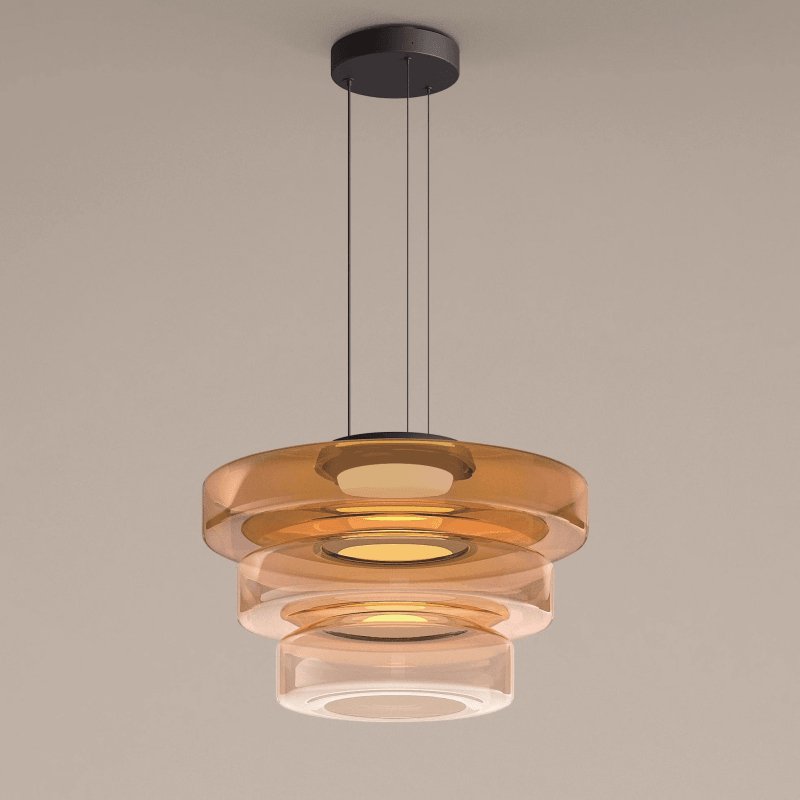 Double-layer glass pendant light suspended on an adjustable cable