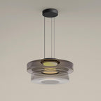 Single-layer glass pendant light hanging from a black canopy