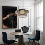 Mouth-blown glass pendant light shade detail with faint bubbles